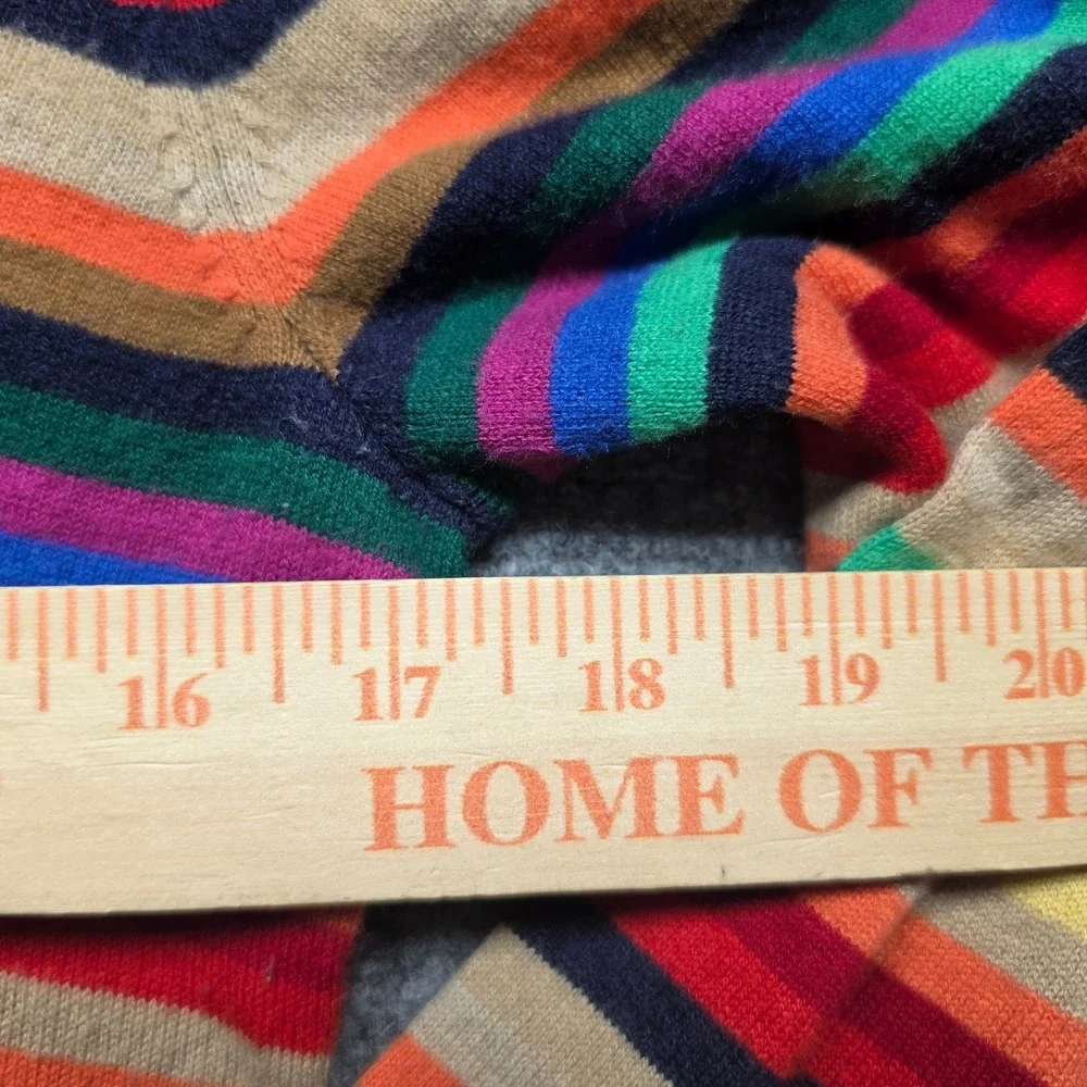 Talbots Rainbow Stripe Knit Sweater Women Size S Navy Trim Boatneck Pullover